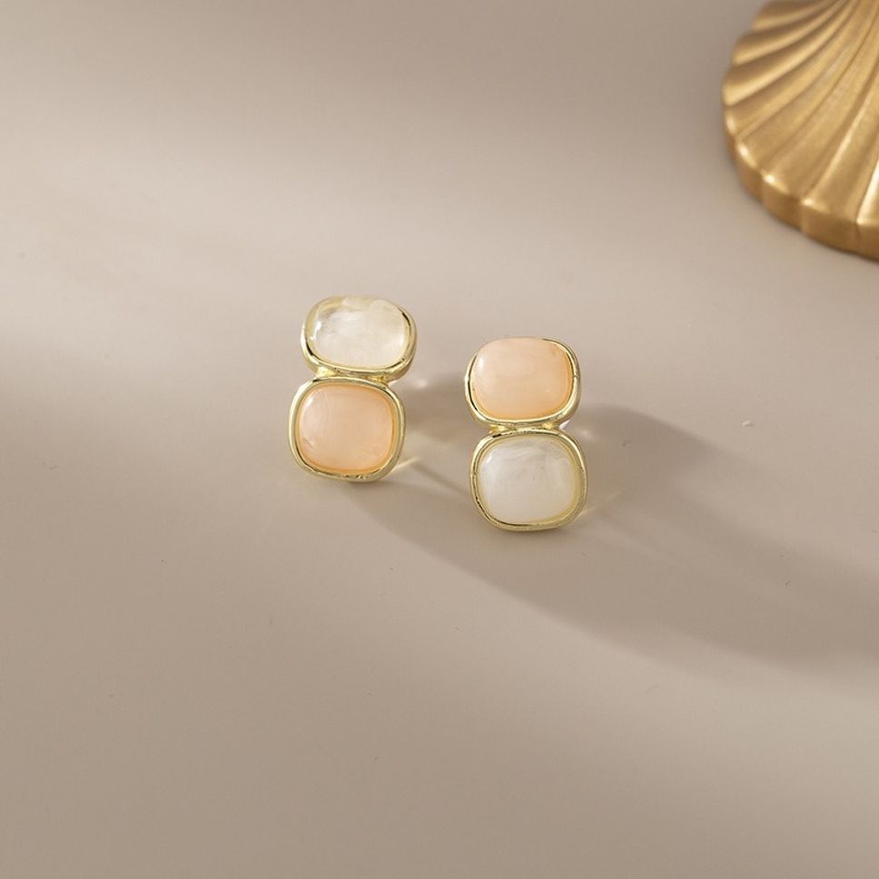 MYKI Dual Tone Peach & Ivory Korean Stud Earrings | MYKI (MKERCH851PI-ANT) by MYKI | Korean Fashion Jewelry