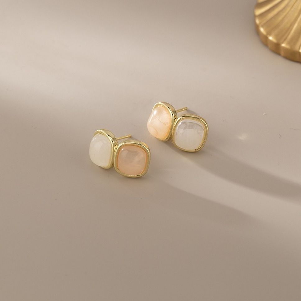 MYKI Dual Tone Peach & Ivory Korean Stud Earrings | MYKI (MKERCH851PI-ANT)