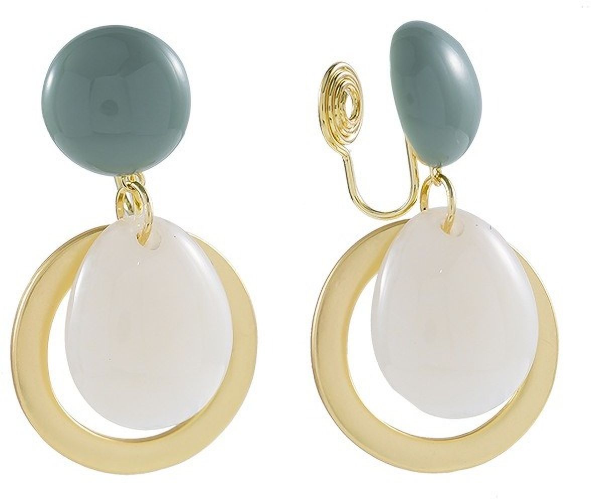 MYKI Mint Green & White Stone Korean Dangle Earrings | MYKI (MKERCH853PI-ANT)