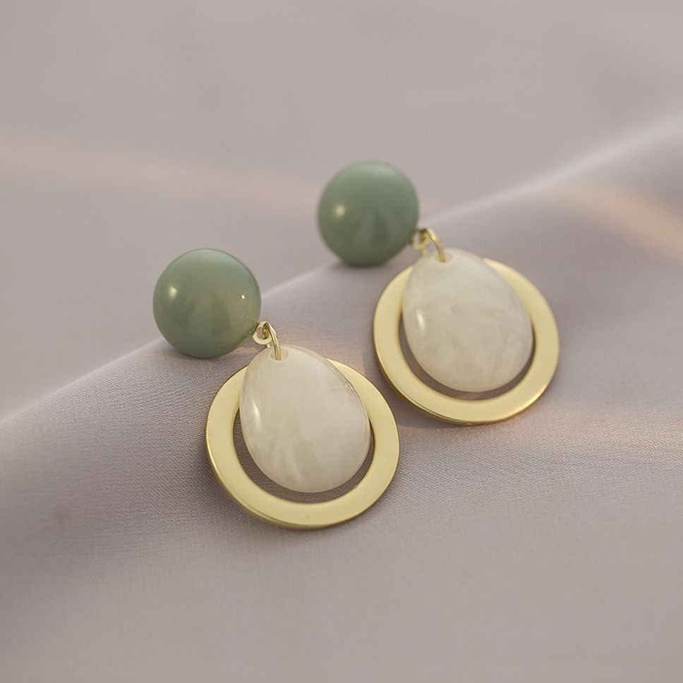 MYKI Mint Green & White Stone Korean Dangle Earrings | MYKI (MKERCH853PI-ANT)