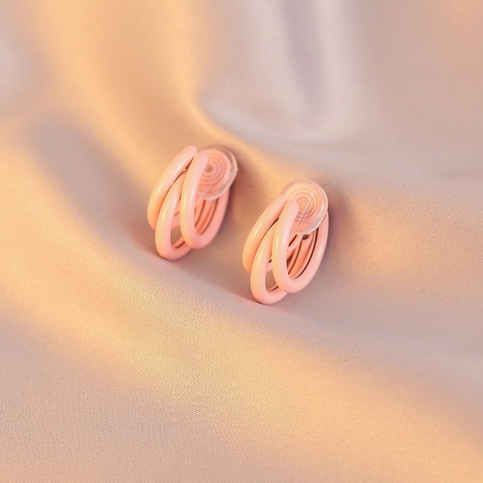 MYKI Soft Pink Double Hoop Korean Earrings | MYKI (MKERCH858PI-ANT)