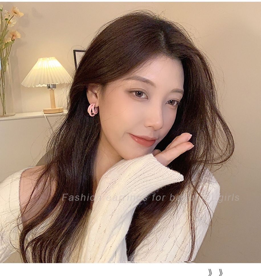 MYKI Soft Pink Double Hoop Korean Earrings | MYKI (MKERCH858PI-ANT)