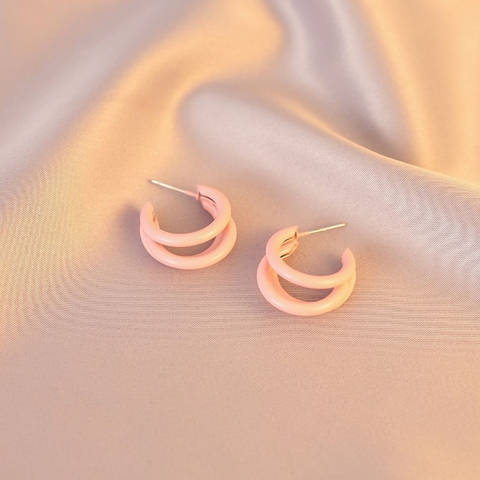 MYKI Soft Pink Double Hoop Korean Earrings | MYKI (MKERCH858PI-ANT)