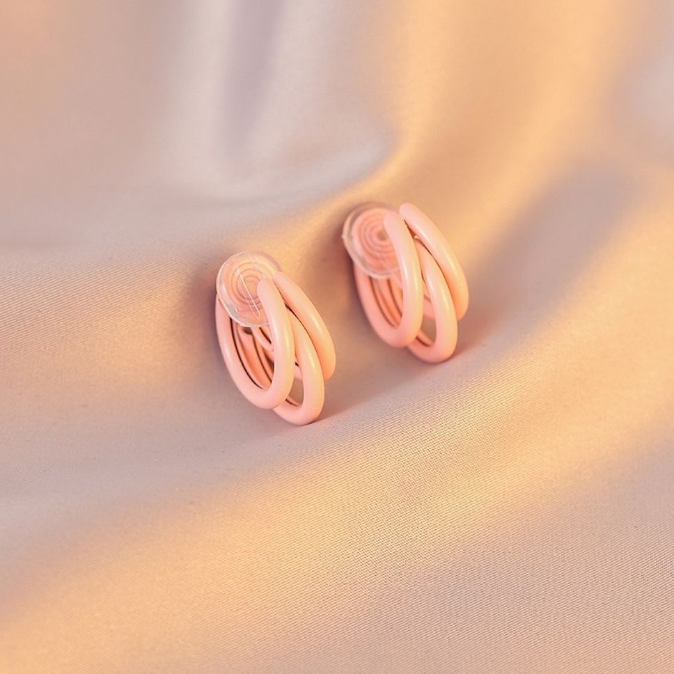 MYKI Soft Pink Double Hoop Korean Earrings | MYKI (MKERCH858PI-ANT) by MYKI | Korean Fashion Jewelry