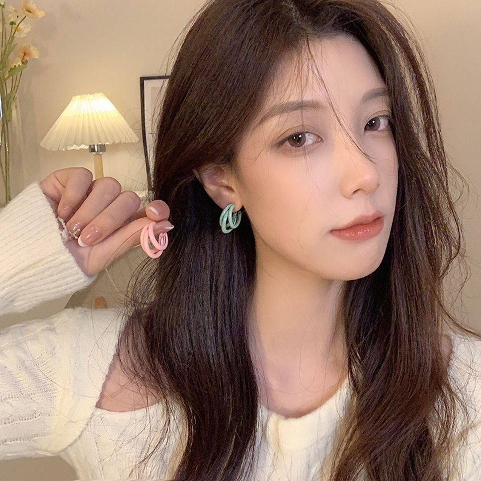 MYKI Mint Green Double Hoop Korean Earrings | MYKI (MKERCH859PI-ANT)