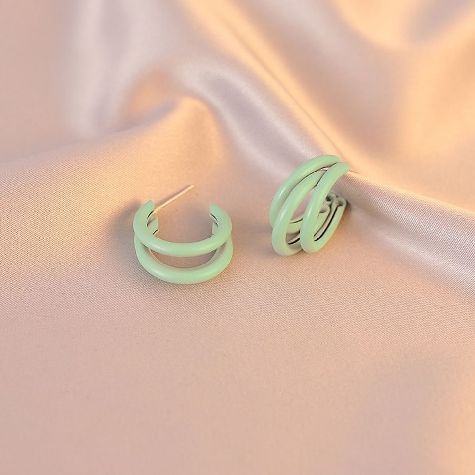 MYKI Mint Green Double Hoop Korean Earrings | MYKI (MKERCH859PI-ANT) by MYKI | Korean Fashion Jewelry