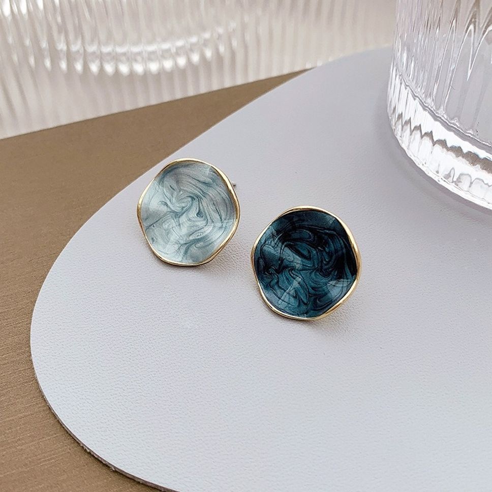 MYKI Blue Gradient Round Enamel Korean Stud Earrings | MYKI (MKERCH860CP-ANT)