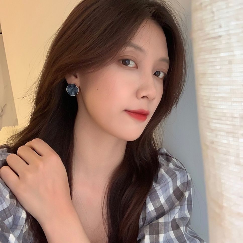MYKI Blue Gradient Round Enamel Korean Stud Earrings | MYKI (MKERCH860CP-ANT)