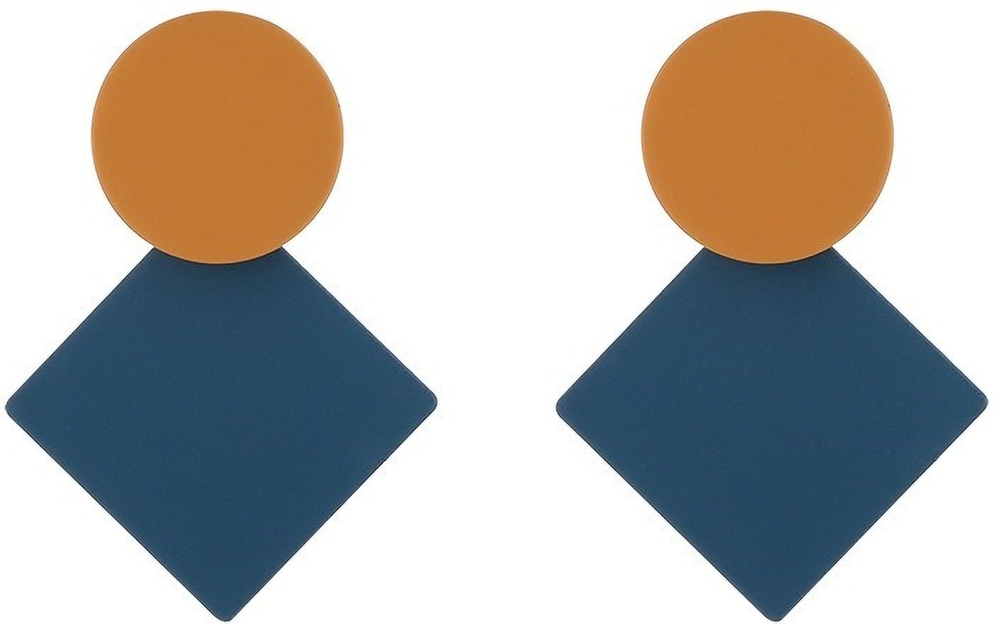MYKI Mustard Blue Geometric Korean Stud Earrings | Matte Finish (MKERCH862PI-ANT)