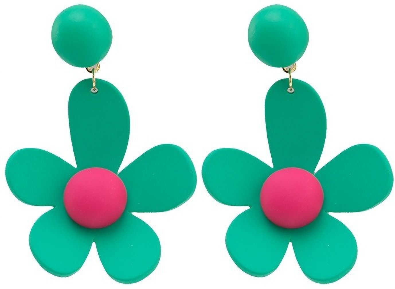 MYKI Green Floral Korean Dangle Earrings | Oversized Statement Design (MKERCH863PI-ANT)
