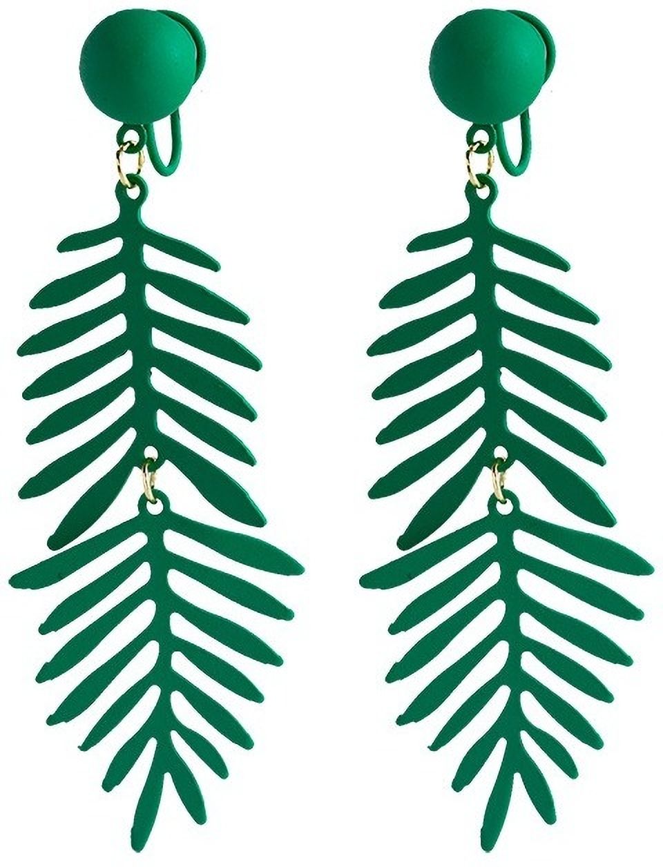 MYKI Green Leaf Long Korean Earrings | Matte Finish Nature Design (MKERCH865PI-ANT)
