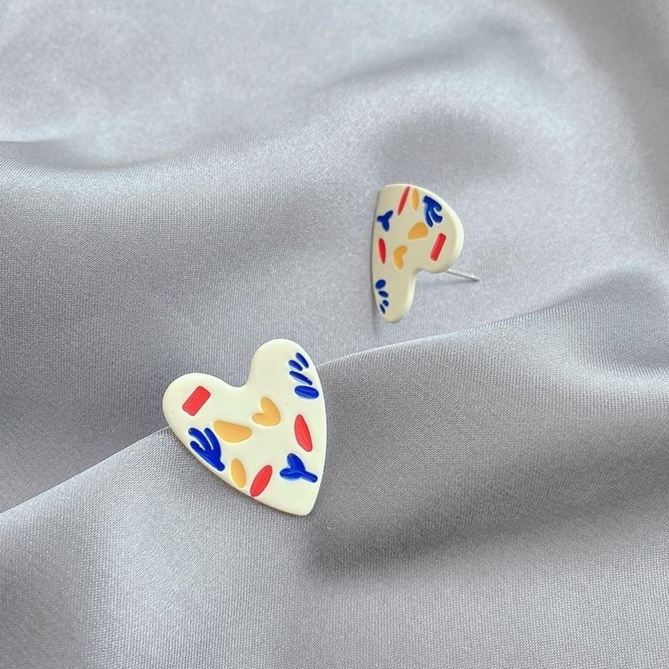 MYKI Colorful Heart Stud Korean Earrings | Artistic Enamel Design (MKERCH866CP-ANT) by MYKI | Korean Fashion Jewelry