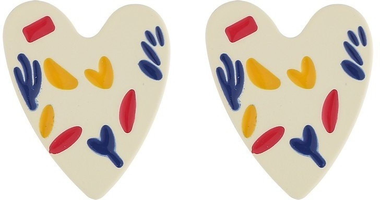 MYKI Colorful Heart Stud Korean Earrings | Artistic Enamel Design (MKERCH866CP-ANT)