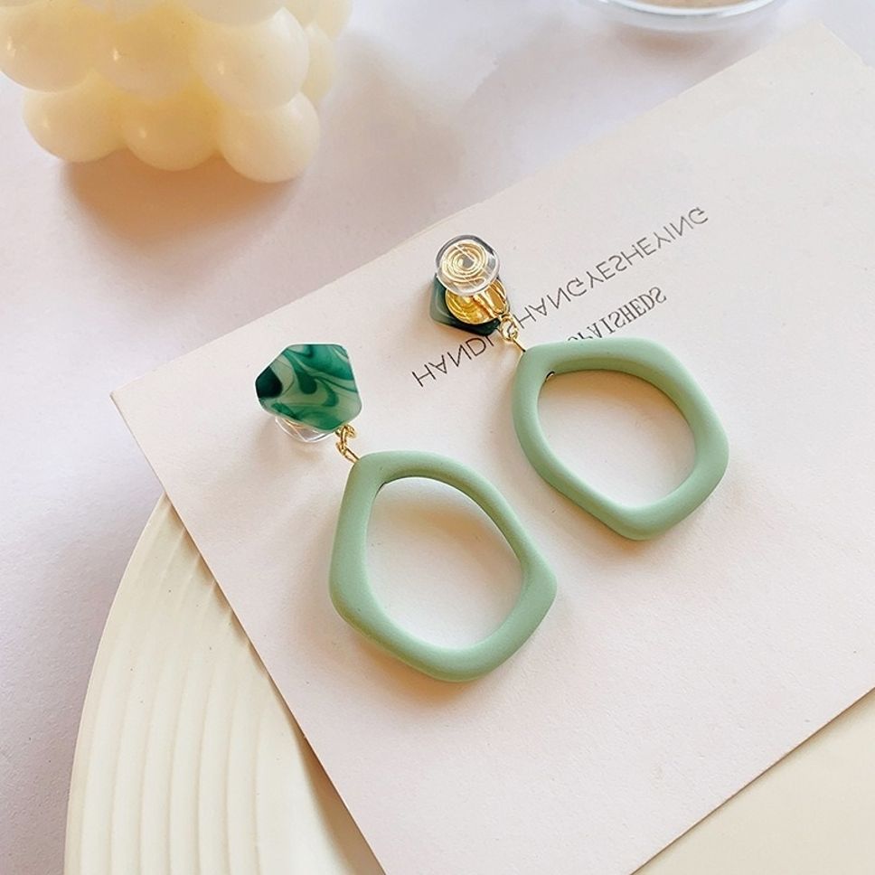 MYKI Green Hollow Oval Korean Dangle Earrings | Matte Finish Statement Design (MKERCH872CP-ANT) by MYKI | Korean Fashion Jewelry