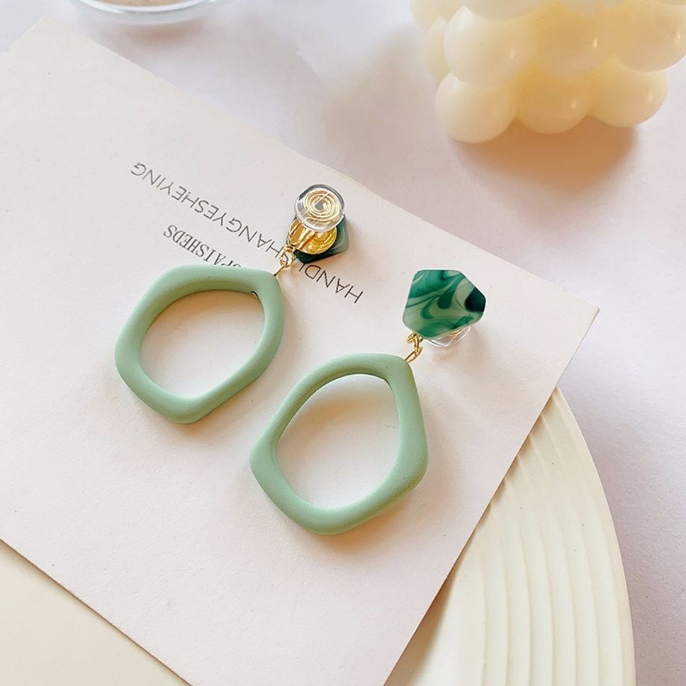 MYKI Green Hollow Oval Korean Dangle Earrings | Matte Finish Statement Design (MKERCH872CP-ANT)
