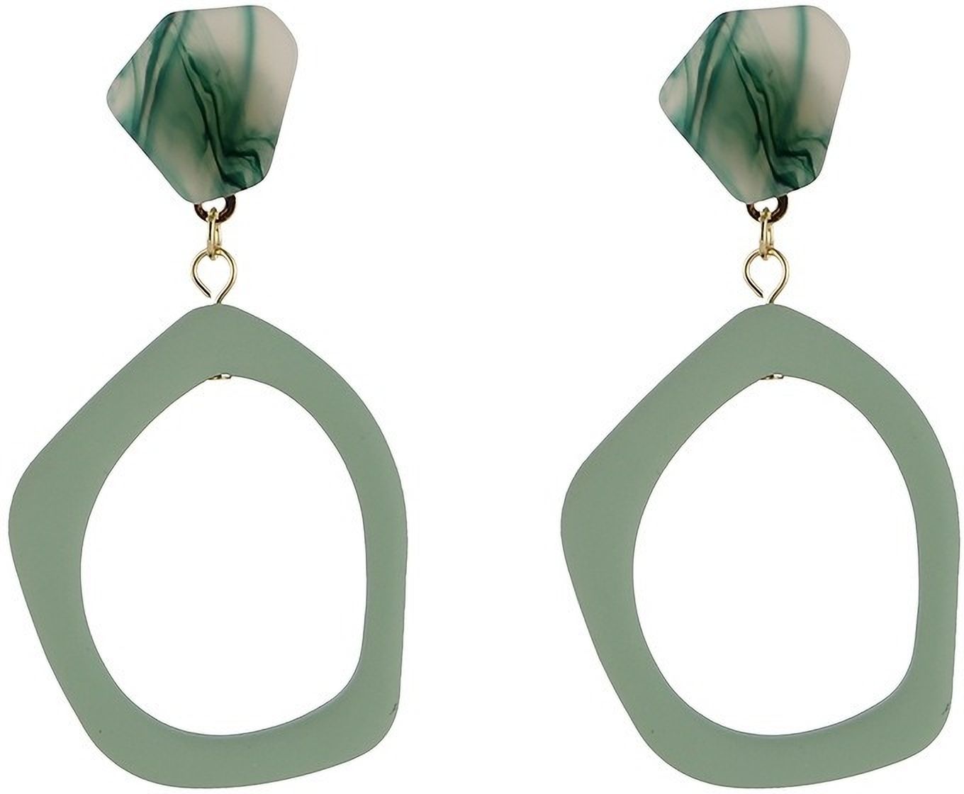 MYKI Green Hollow Oval Korean Dangle Earrings | Matte Finish Statement Design (MKERCH872CP-ANT)