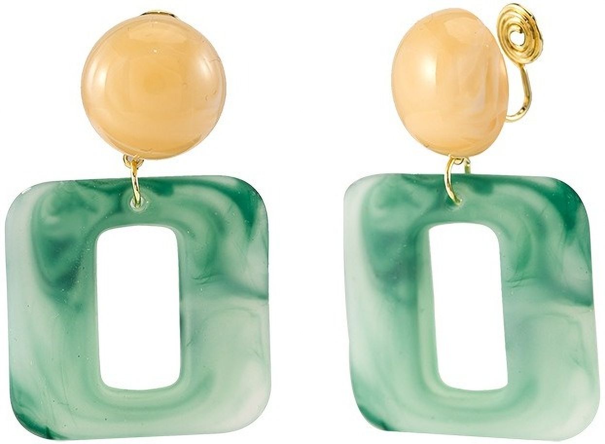 MYKI Green Resin Geometric Korean Dangle Earrings (MKERCH878PI-ANT)