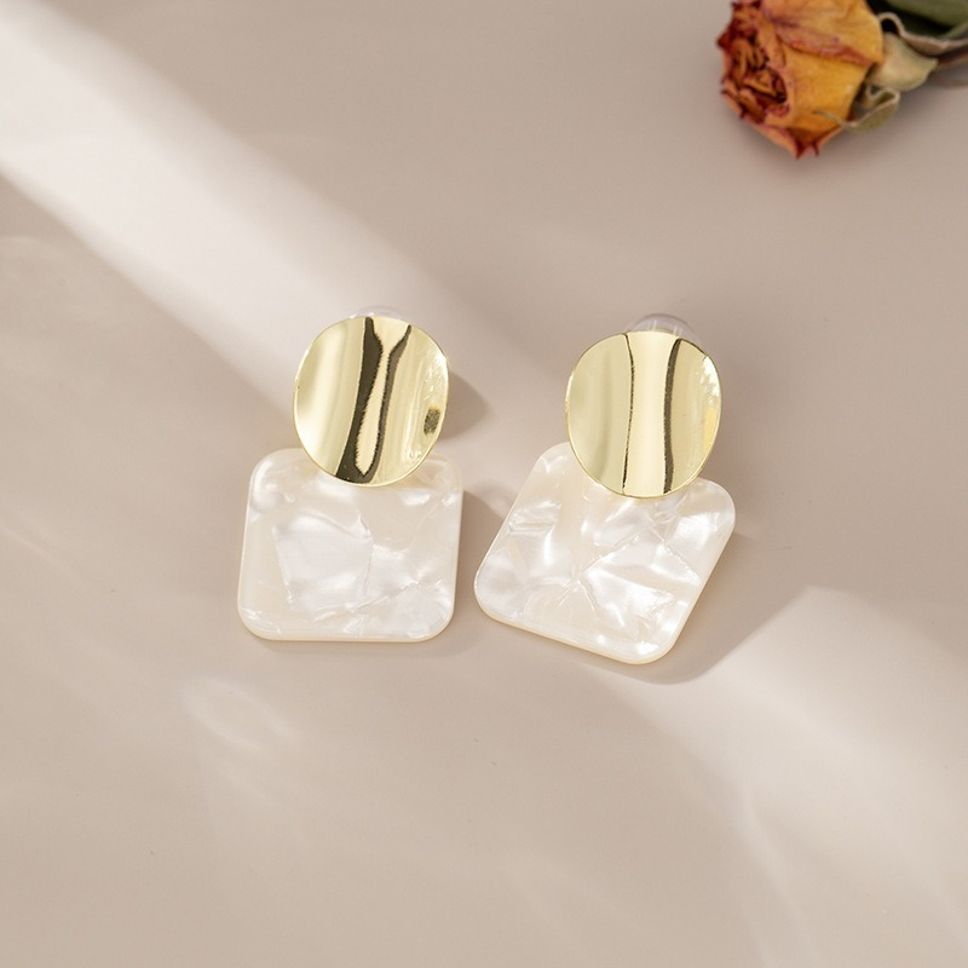 MYKI Gold & Pearl Shell Layered Korean Dangle Earrings (MKERCH879CP-ANT)