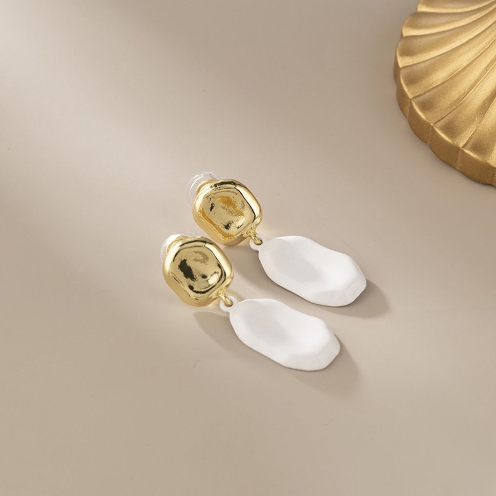 MYKI White Stone Gold Korean Drop Earrings (MKERCH880CP-ANT) by MYKI | Korean Fashion Jewelry