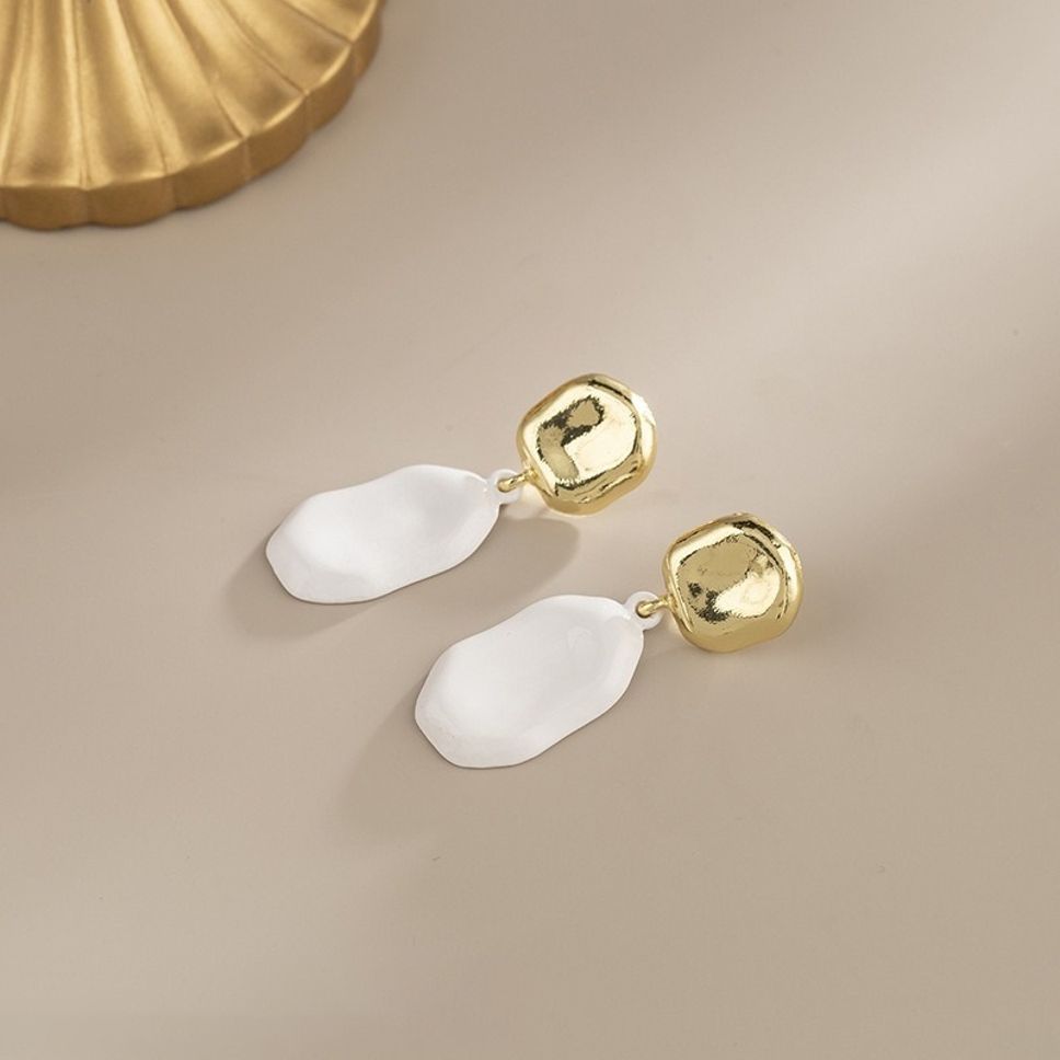 MYKI White Stone Gold Korean Drop Earrings (MKERCH880CP-ANT)