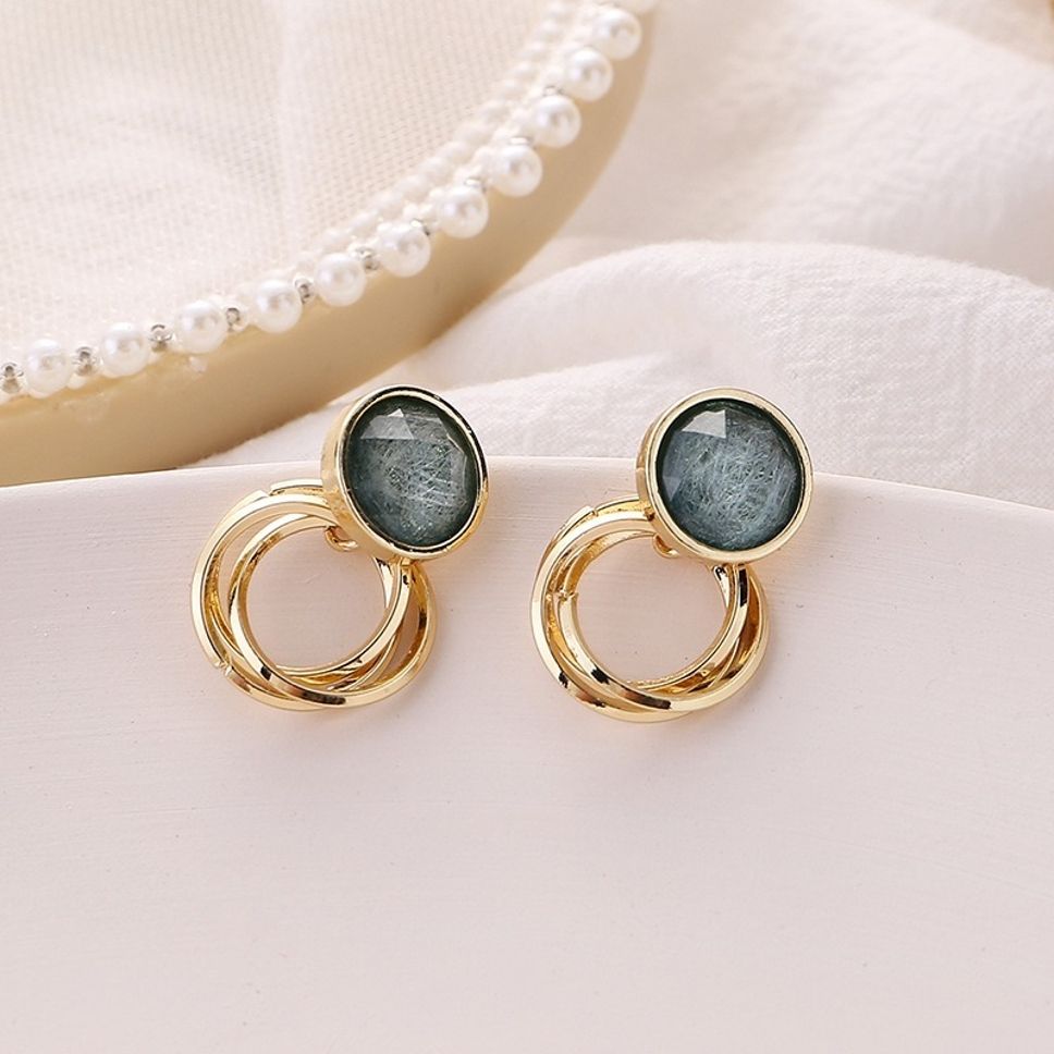 MYKI Blue Gemstone Loop Korean Stud Earrings (MKERCH887PI-ANT) by MYKI | Korean Fashion Jewelry