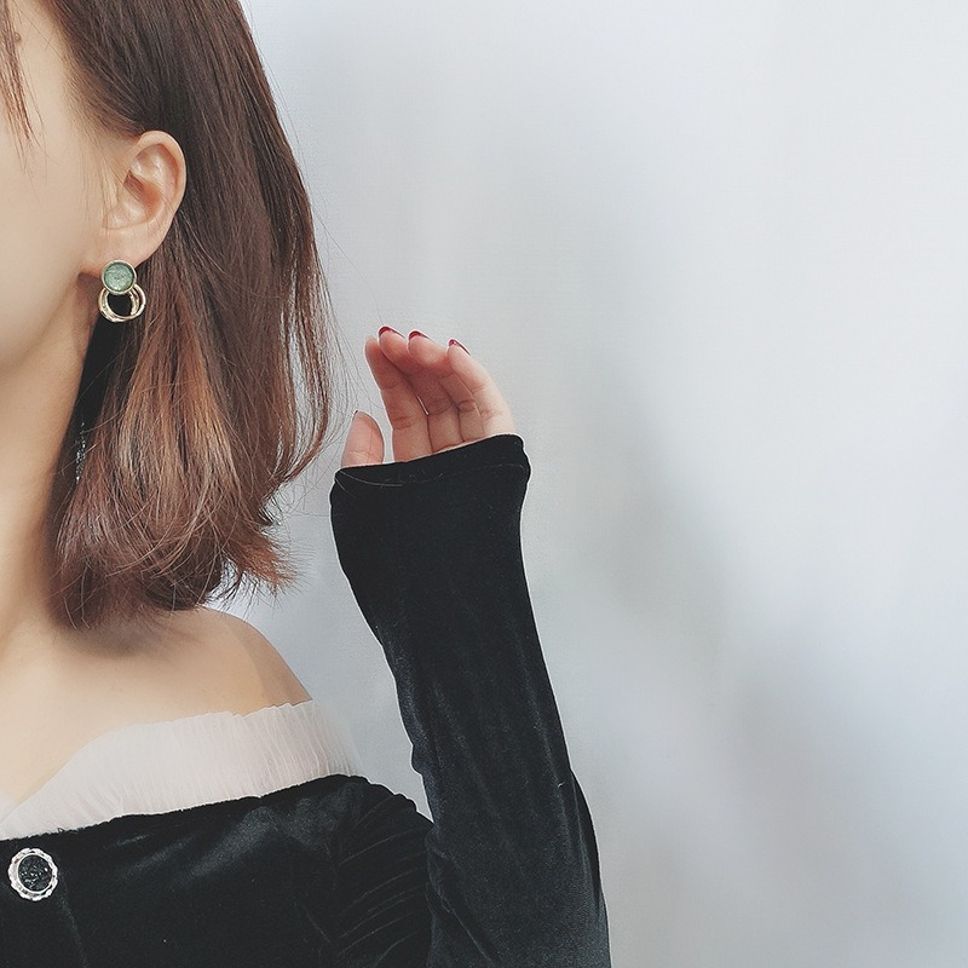 MYKI Blue Gemstone Loop Korean Stud Earrings (MKERCH887PI-ANT)
