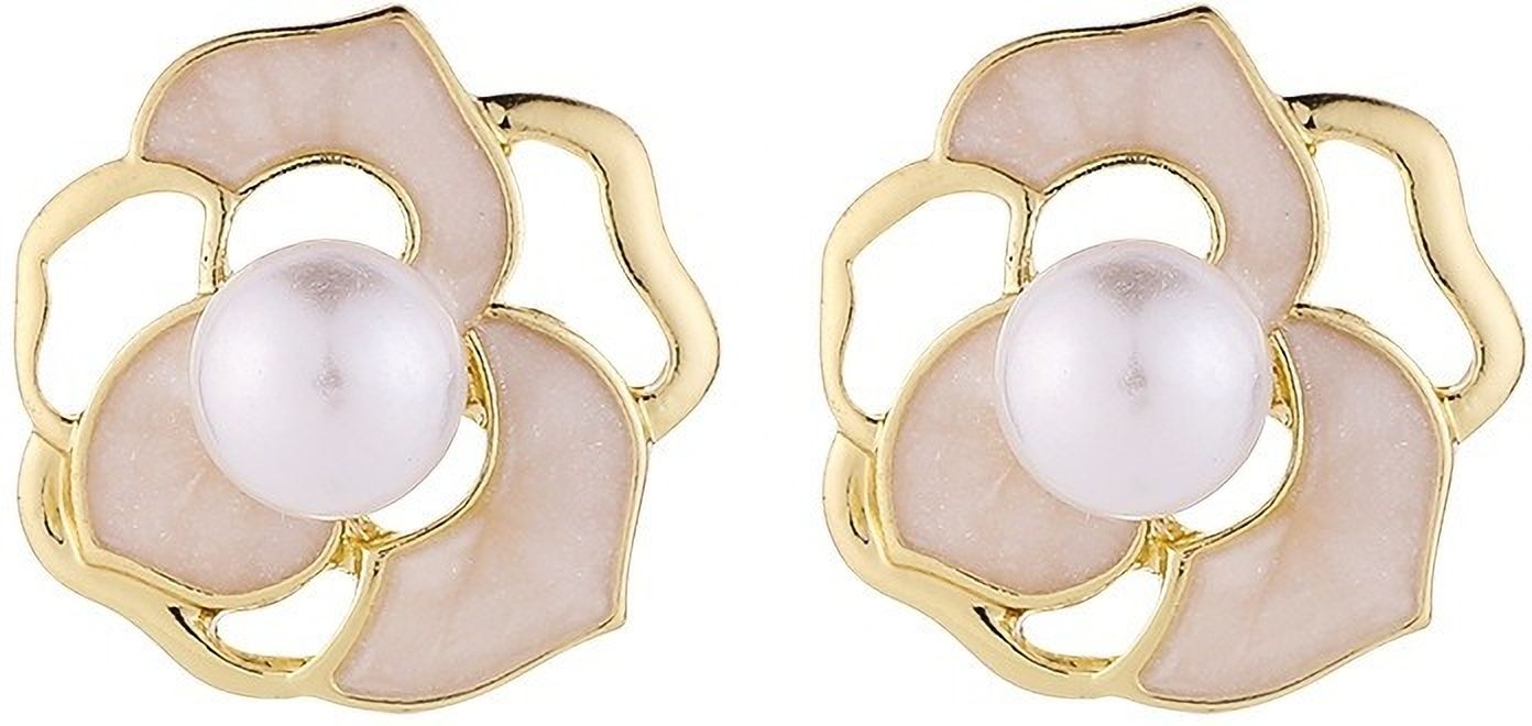 MYKI Pearl Petal Flower Korean Stud Earrings (MKERCH889CP-ANT)