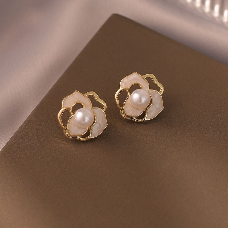 MYKI Pearl Petal Flower Korean Stud Earrings (MKERCH889CP-ANT) by MYKI | Korean Fashion Jewelry