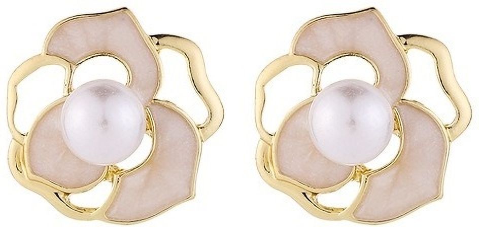 MYKI Pearl Petal Flower Korean Stud Earrings (MKERCH889CP-ANT)