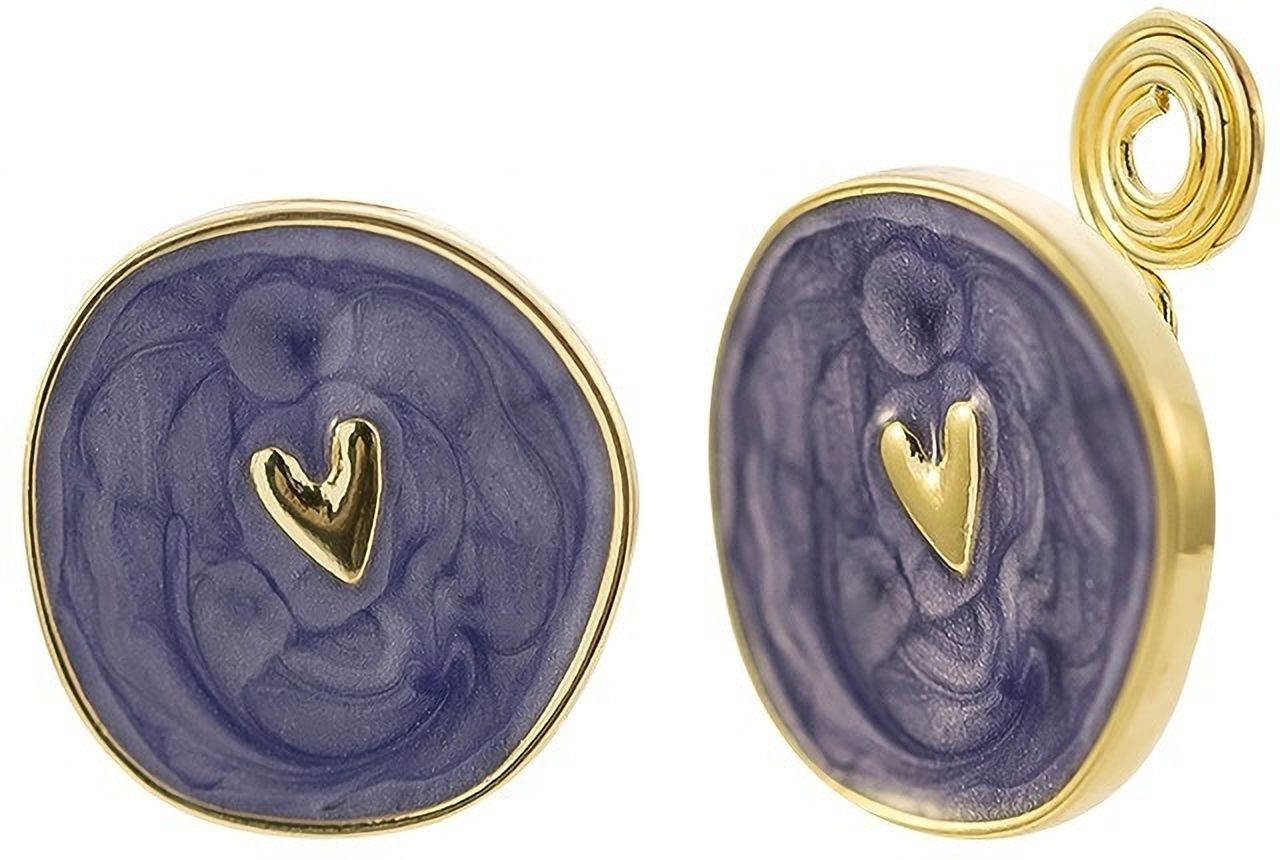 MYKI Blue Enamel Heart Korean Stud Earrings (MKERCH891CP-ANT)