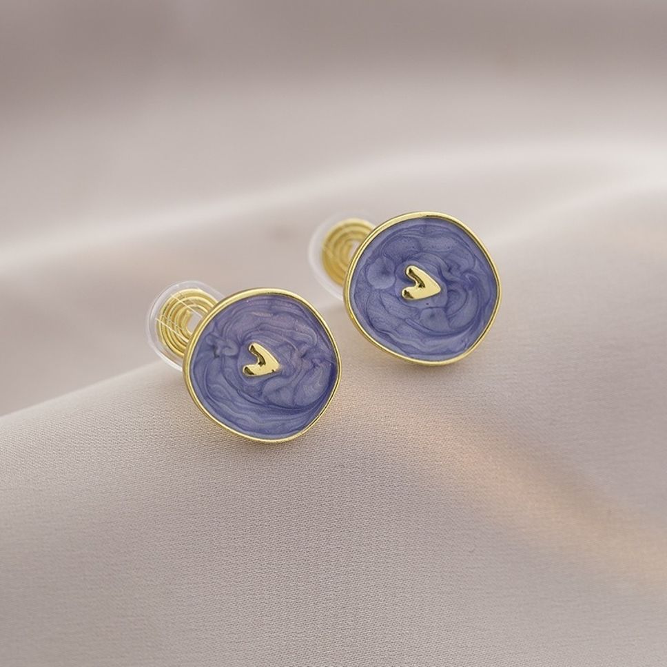 MYKI Blue Enamel Heart Korean Stud Earrings (MKERCH891CP-ANT) by MYKI | Korean Fashion Jewelry