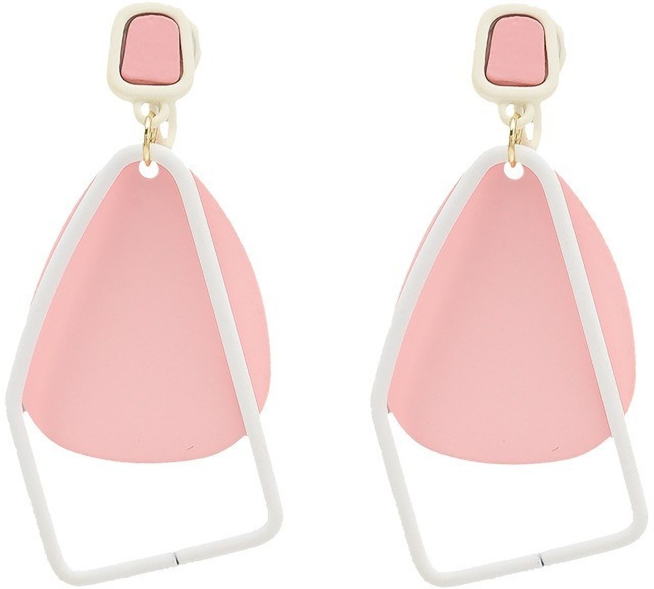 MYKI Pink Geometric Drop Korean Earrings (MKERCH892CP-ANT)