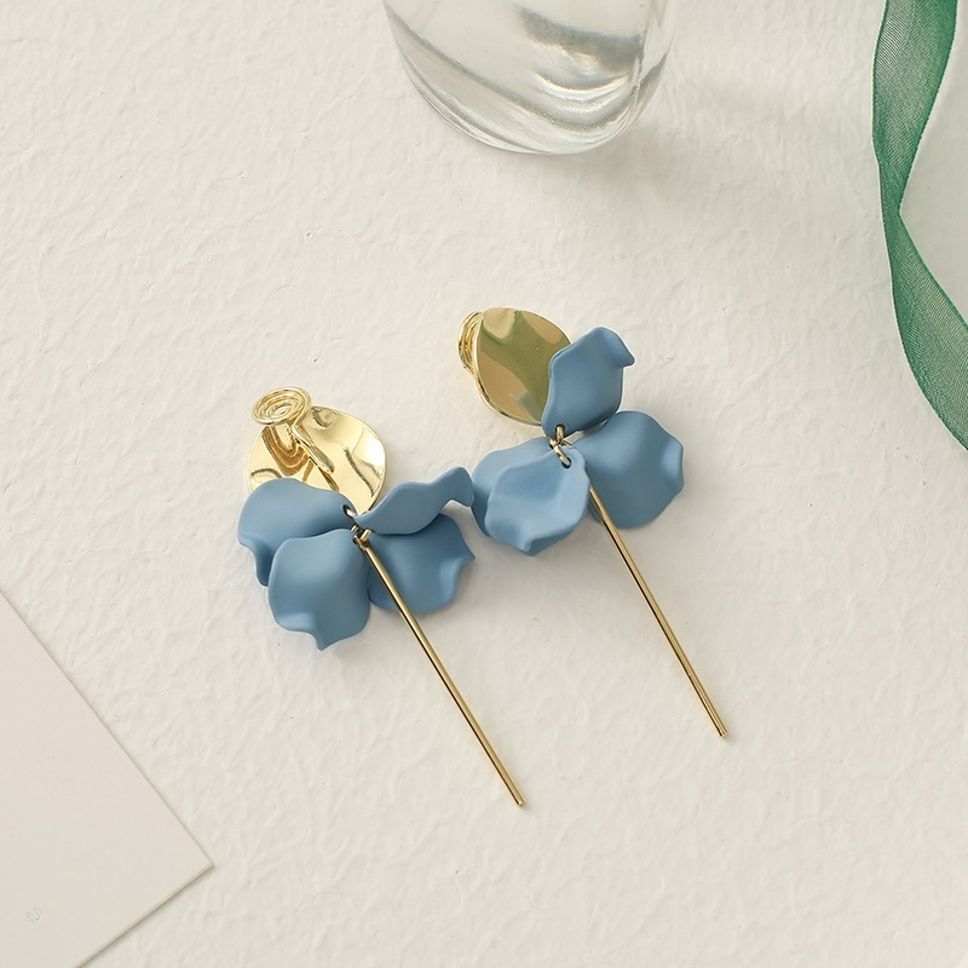MYKI Blue Petal Long Stick Korean Dangle Earrings (MKERCH893CP-ANT) by MYKI | Korean Fashion Jewelry