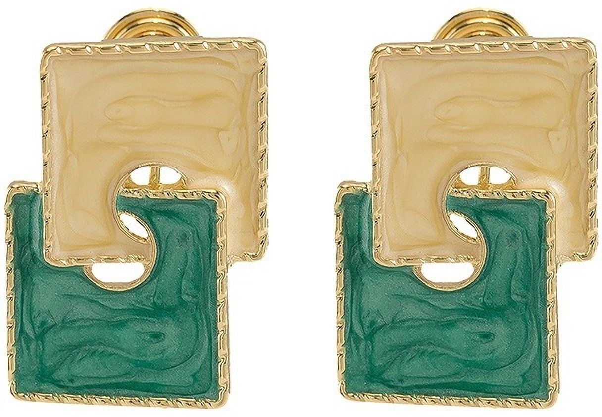MYKI Dual Tone Rectangle Korean Stud Earrings (MKERCH894CP-ANT)