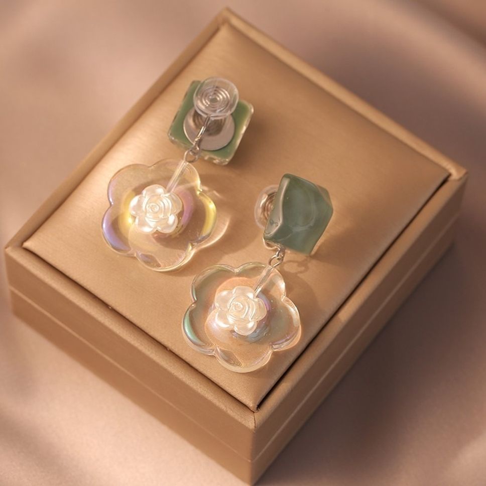 MYKI Green Square Floral Korean Dangle Earrings (MKERCH896CP-ANT) by MYKI | Korean Fashion Jewelry