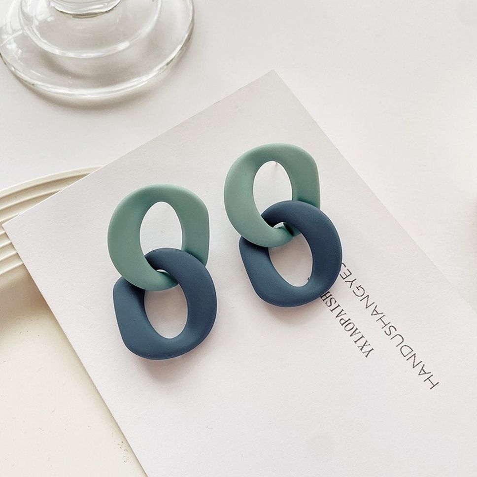 MYKI Blue Green Link Korean Resin Earrings (MKERCH898PI-ANT)