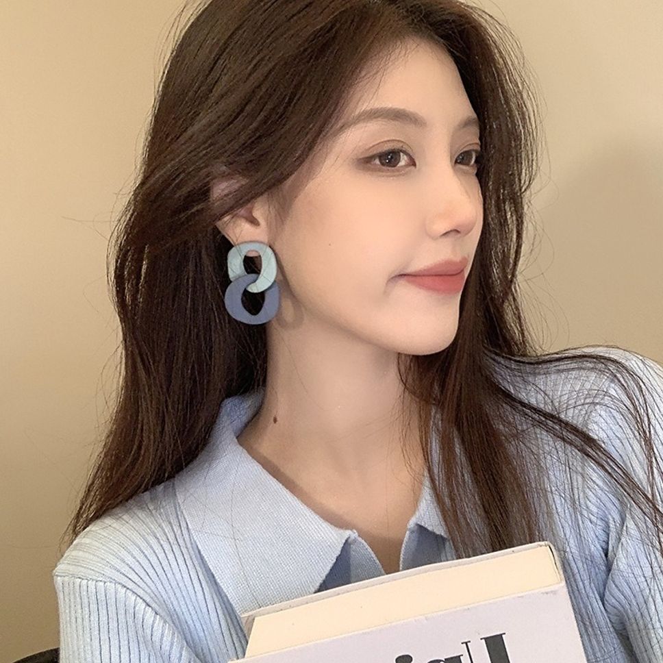 MYKI Blue Green Link Korean Resin Earrings (MKERCH898PI-ANT)