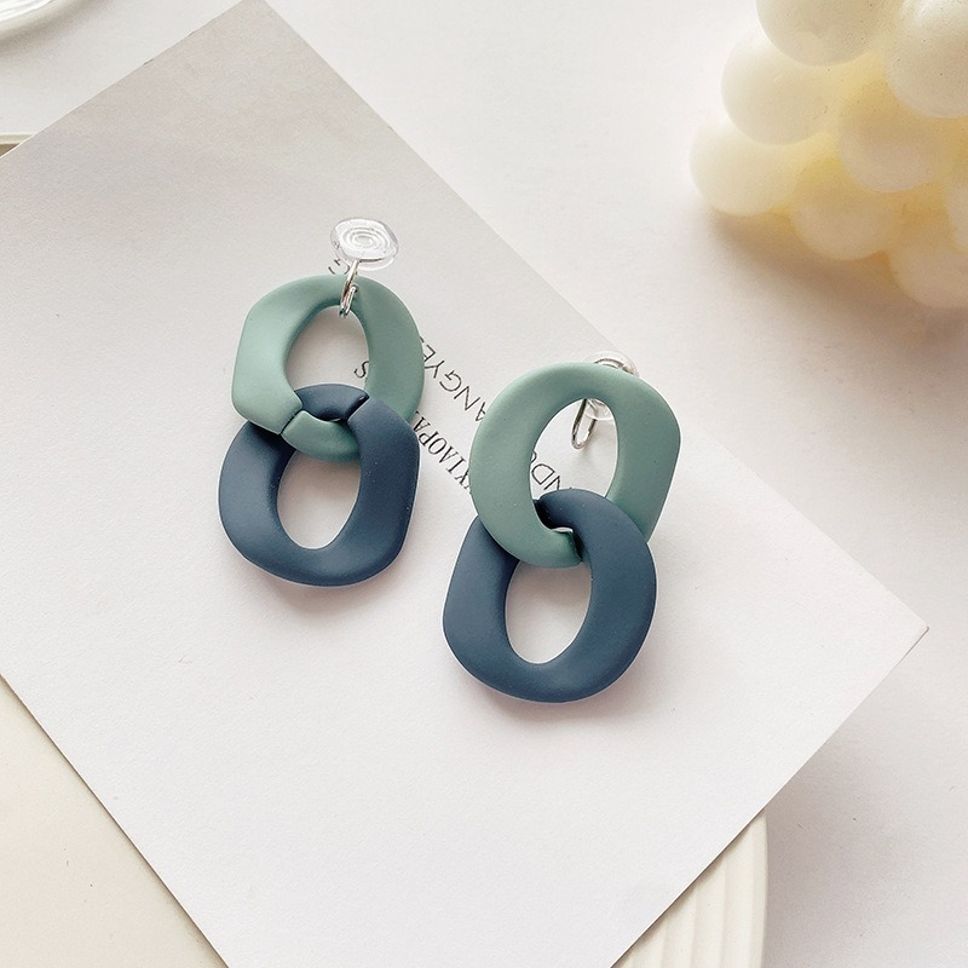 MYKI Blue Green Link Korean Resin Earrings (MKERCH898PI-ANT) by MYKI | Korean Fashion Jewelry