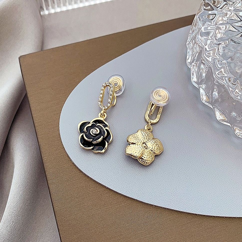 MYKI Black Rose Crystal Korean Dangle Earrings (MKERCH899CP-ANT)