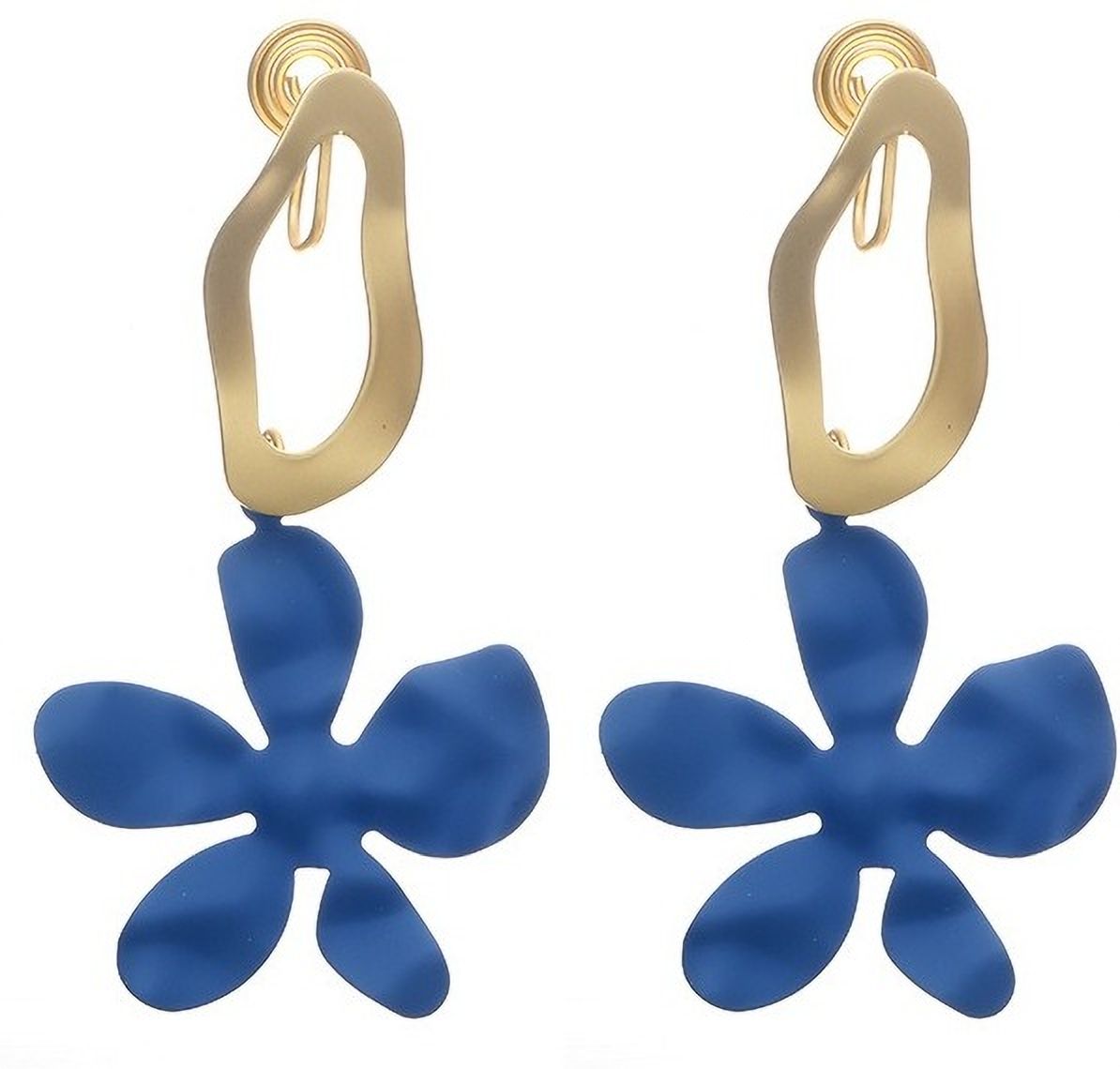 MYKI Blue Flower Gold Korean Dangle Earrings (MKERCH906CP-ANT)