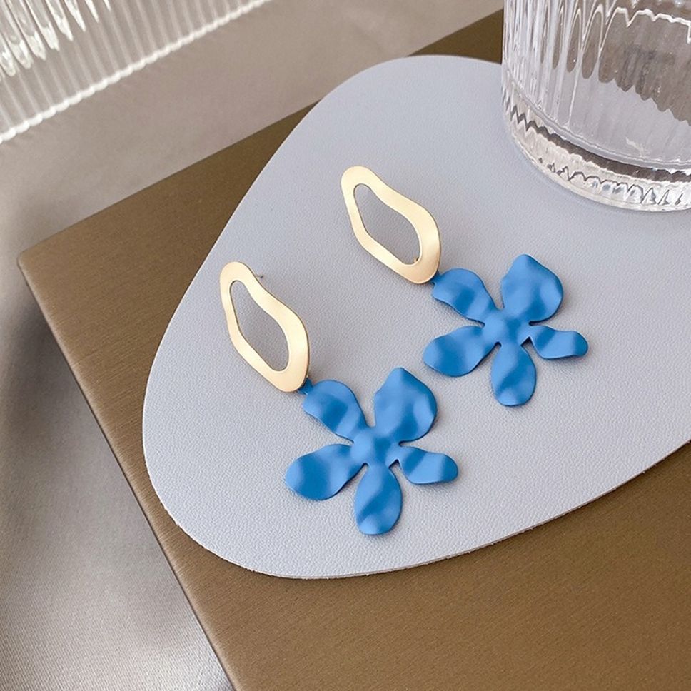 MYKI Blue Flower Gold Korean Dangle Earrings (MKERCH906CP-ANT)