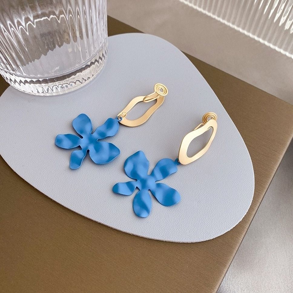 MYKI Blue Flower Gold Korean Dangle Earrings (MKERCH906CP-ANT) by MYKI | Korean Fashion Jewelry