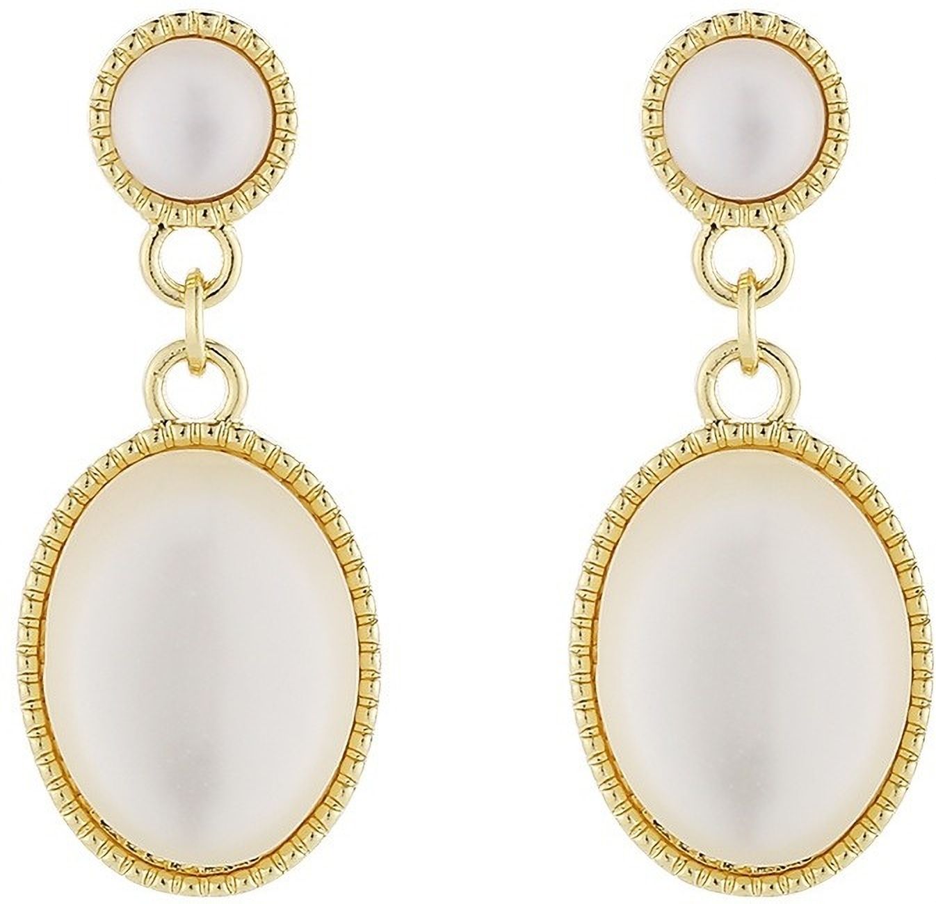 MYKI White Stone Gold Oval Korean Drop Earrings (MKERCH907CP-ANT)