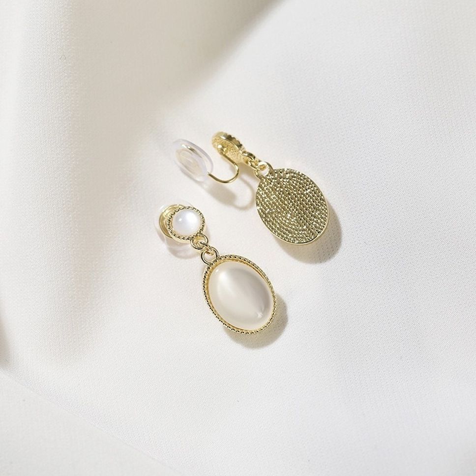 MYKI White Stone Gold Oval Korean Drop Earrings (MKERCH907CP-ANT)