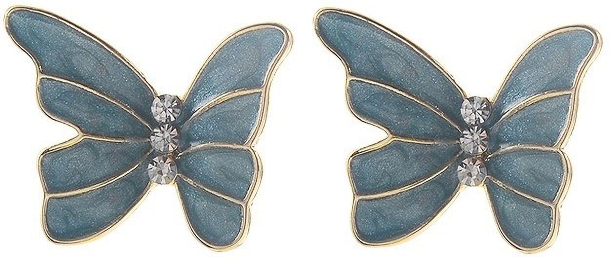MYKI Blue Butterfly Crystal Korean Stud Earrings (MKERCH908CP-ANT)