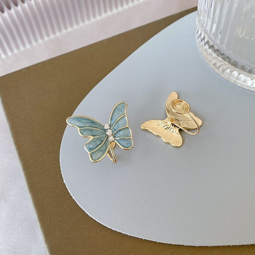 MYKI Blue Butterfly Crystal Korean Stud Earrings (MKERCH908CP-ANT)