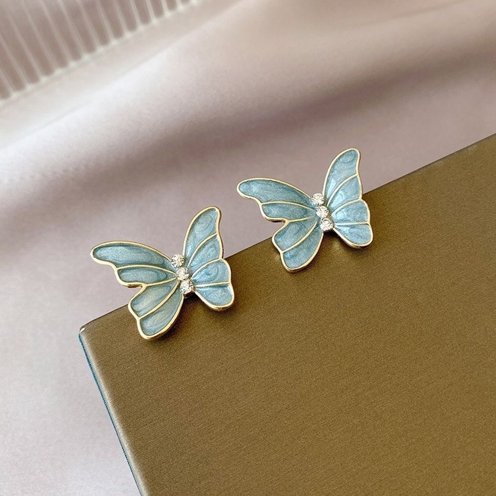 MYKI Blue Butterfly Crystal Korean Stud Earrings (MKERCH908CP-ANT) by MYKI | Korean Fashion Jewelry