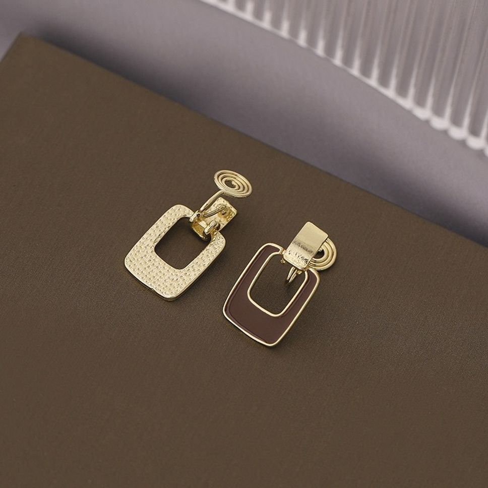 MYKI Brown Gold Rectangular Korean Stud Earrings (MKERCH911CP-ANT)