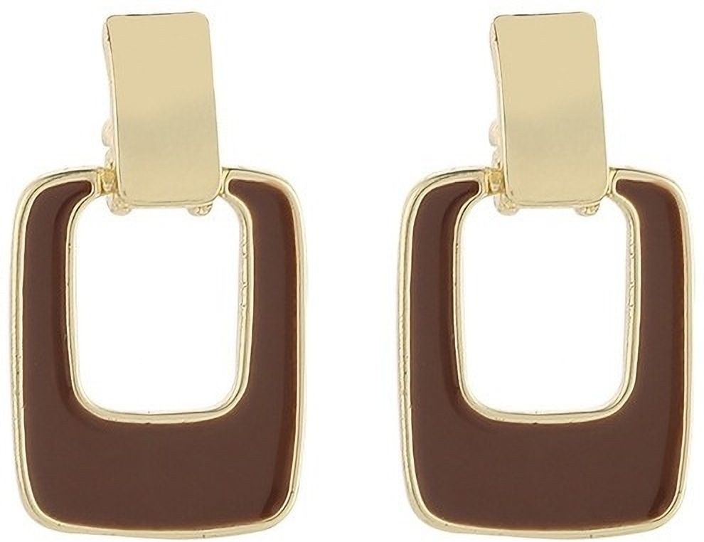 MYKI Brown Gold Rectangular Korean Stud Earrings (MKERCH911CP-ANT)