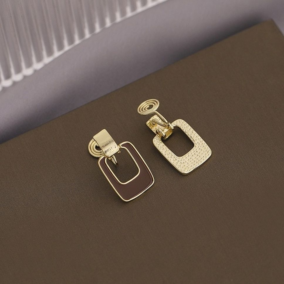 MYKI Brown Gold Rectangular Korean Stud Earrings (MKERCH911CP-ANT) by MYKI | Korean Fashion Jewelry